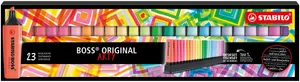 Zvýrazňovač STABILO BOSS ORIGINAL - ARTY - 23 ks - 9 neónových a 14 pastelových farieb